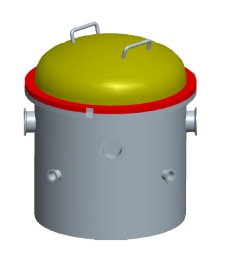 Vertical vacuum chamber with inner diameter 400 mm.
