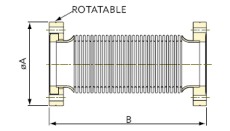 Flexibel metall-slang, CF, en fläns roterbar, ritning